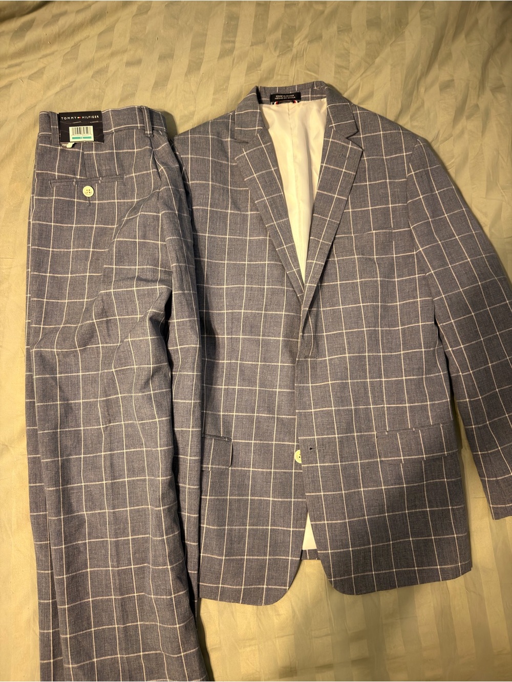 Tommy Hilfiger Gray-Blue Windowpane Two-Piece Suit